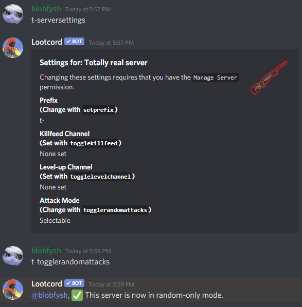 serversettings command example