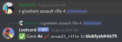 using the giveitem command
