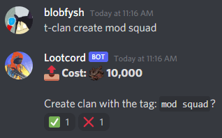 creating a clan using clan create example