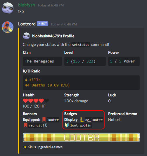 profile command badge inventory